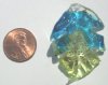 1 44x34mm Two Tone Aqua/Lime with Silver Foil Lampwork Leaf Pendant